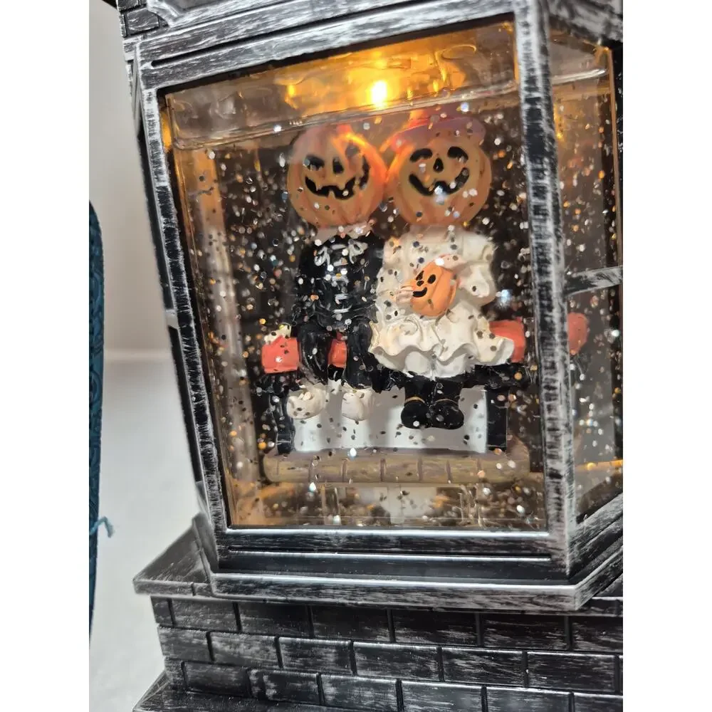 💥 Gerson International Happy Halloween Snow Globe with Sounds Pumpkin Couple